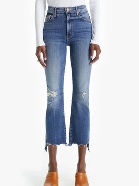 Mother | the insider crop step chew jeans in dancing on coals wash